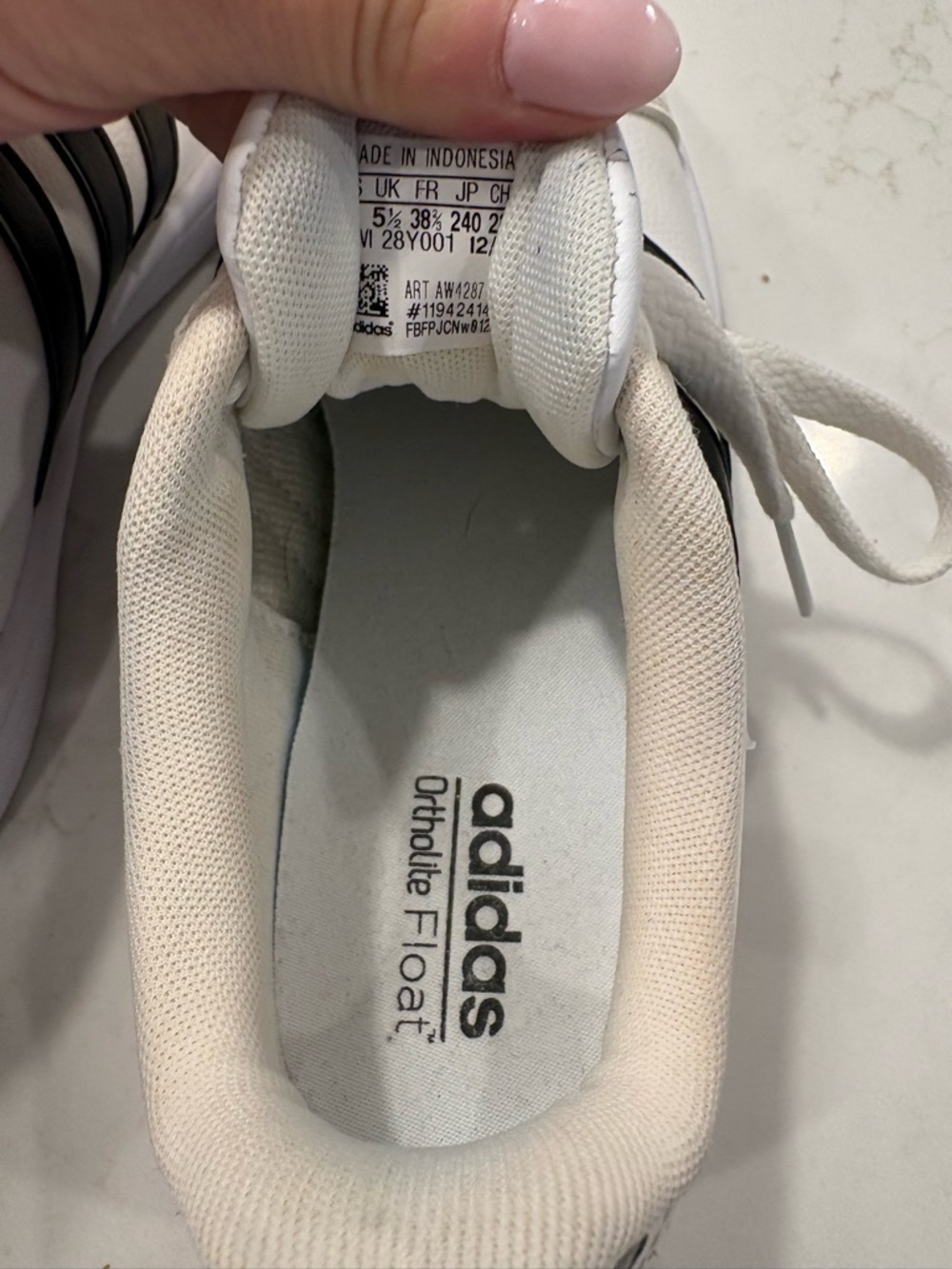 Adidas White Sneakers with Black Three Stripes - Picture 4 of 7